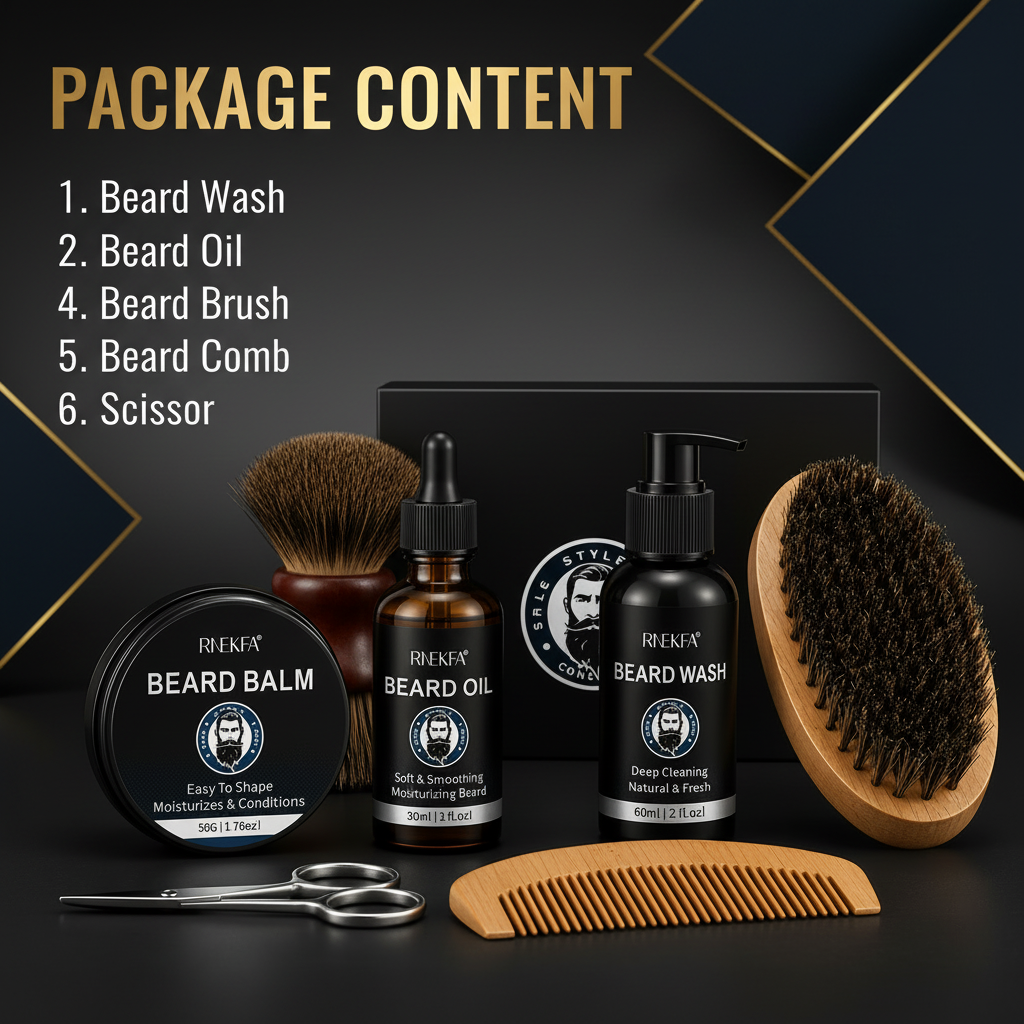 Beard Grooming Kit with Package Content